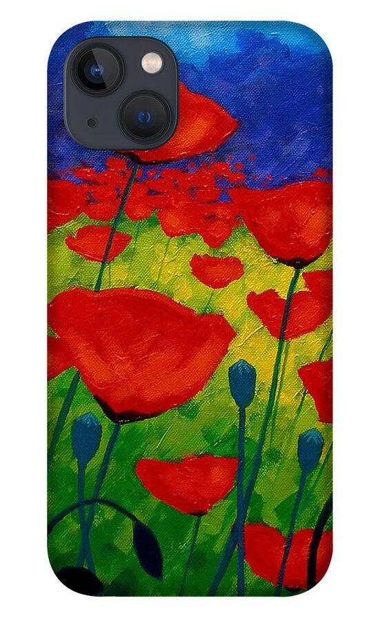 Poppies iPhone 13 Case featuring the painting Poppy Corner II by John Nolan
