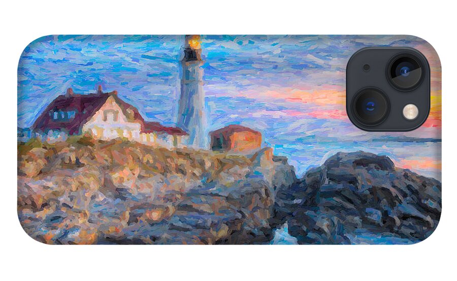 Clarence Holmes iPhone 13 Case featuring the photograph Portland Head Light at Sunrise Impasto I by Clarence Holmes