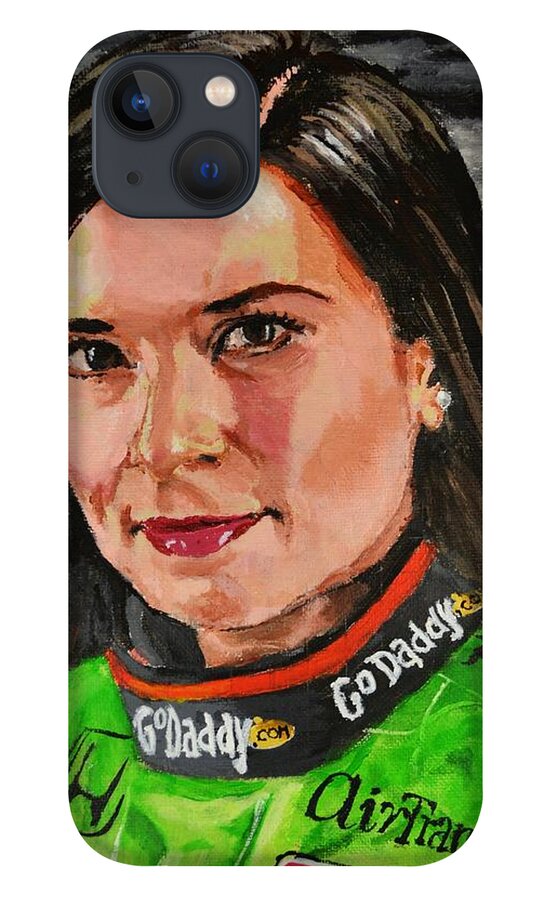 Sports . Danica iPhone 13 Case featuring the painting Potrrait of Danica Patrick by P D Morris