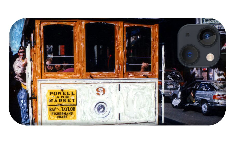 Powell And Market Cable Car San Francisco iPhone 13 Case featuring the mixed media Powell And Market Cable Car San Francisco by Glenn McNary