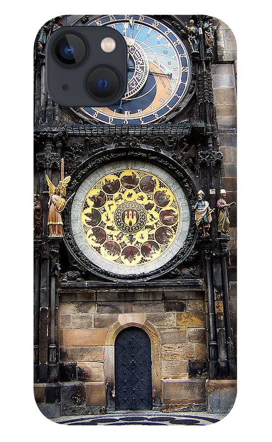 Astrology iPhone 13 Case featuring the photograph Prague astronomical clock, tracking the universe by Tom Conway