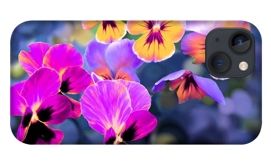 Violet iPhone 13 Case featuring the painting Pretty Pansies 3 by Bruce Nutting