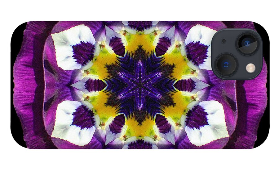 Flower iPhone 13 Case featuring the photograph Purple Pansy II Flower Mandala by David J Bookbinder