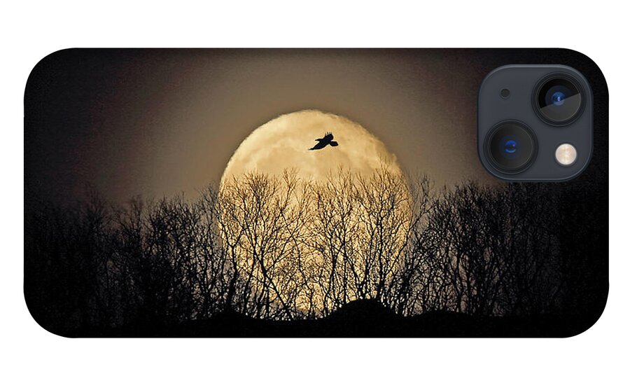Raven iPhone 13 Case featuring the photograph Raven Moon by Pekka Sammallahti