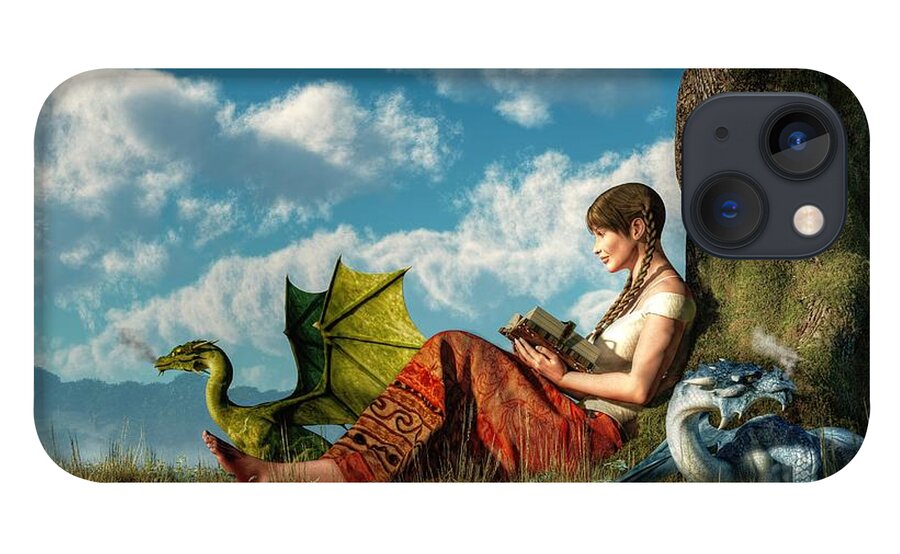 Reading About Dragons iPhone 13 Case featuring the digital art Reading About Dragons by Daniel Eskridge