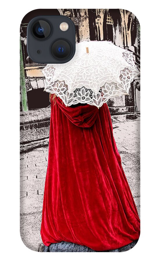 Red Cape iPhone 13 Case featuring the digital art Red and White Walking by Kae Cheatham
