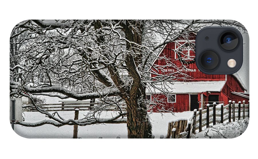 Barns iPhone 13 Case featuring the photograph Red Barn in Winter HDROB4761-13 by Randy Harris