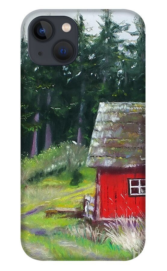 Pastel Painting iPhone 13 Case featuring the painting Red Barn by Marie-Claire Dole