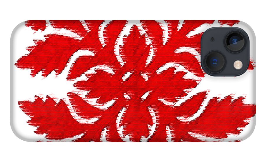 Hawaii Iphone Cases iPhone 13 Case featuring the digital art Red Hibiscus 2 by James Temple