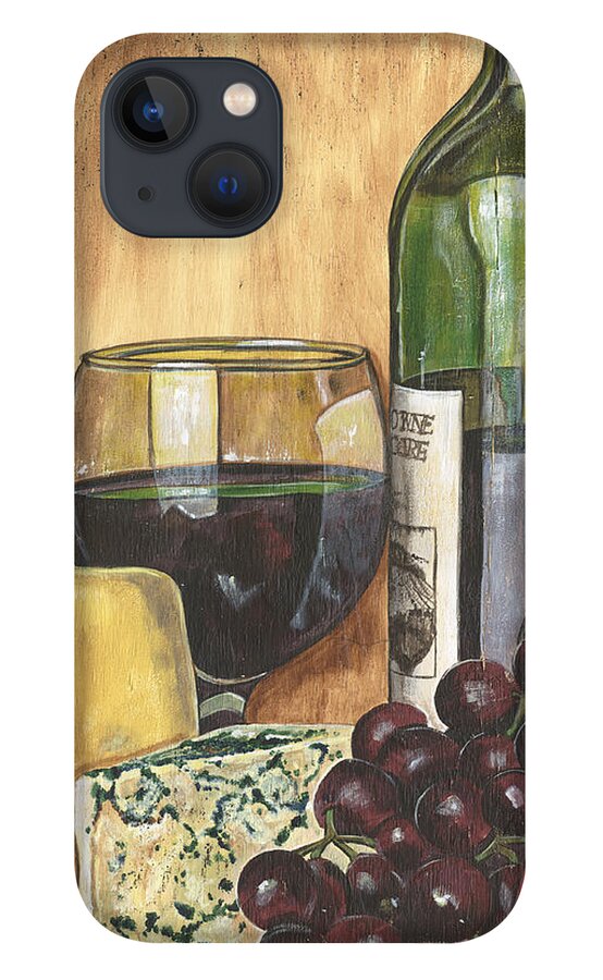 #faatoppicks iPhone 13 Case featuring the painting Red Wine and Cheese by Debbie DeWitt