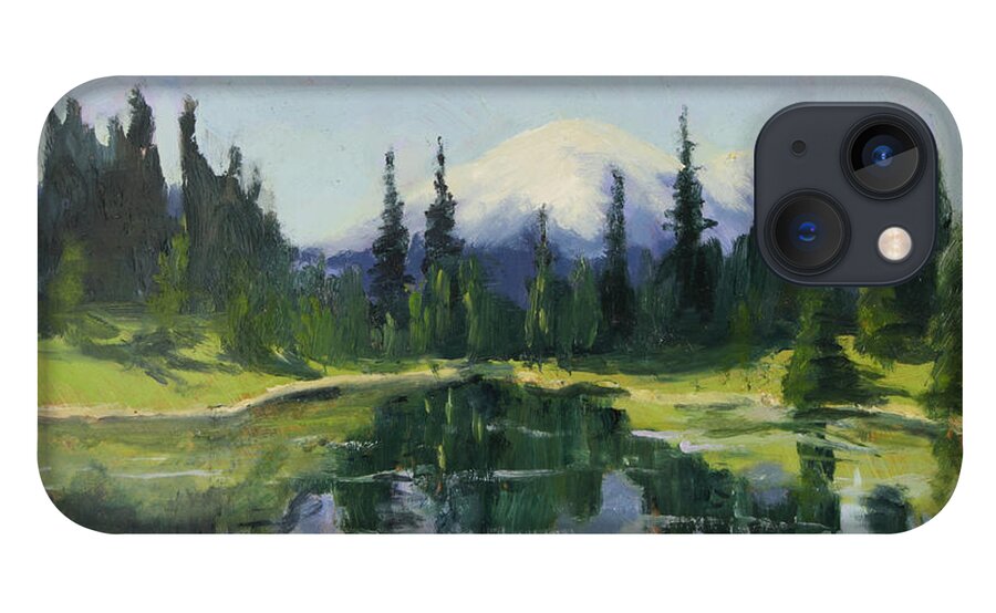 Mountain iPhone 13 Case featuring the painting Picnic by the Lake II by Maria Hunt