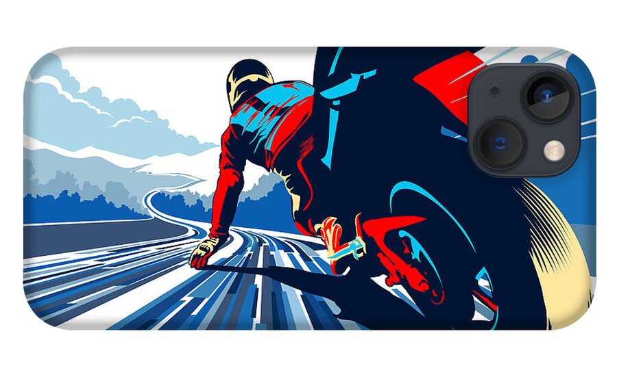 Motor Sports iPhone 13 Case featuring the painting Riding on the edge by Sassan Filsoof