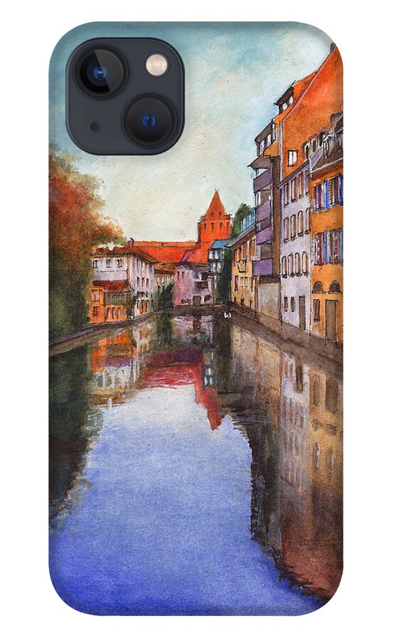 River iPhone 13 Case featuring the painting River Ill Strasbourg France by Dai Wynn