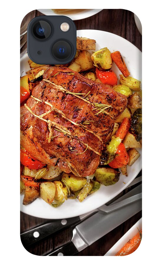 Gravy iPhone 13 Case featuring the photograph Roasted Pork Loin Roast Dinner by Lauripatterson