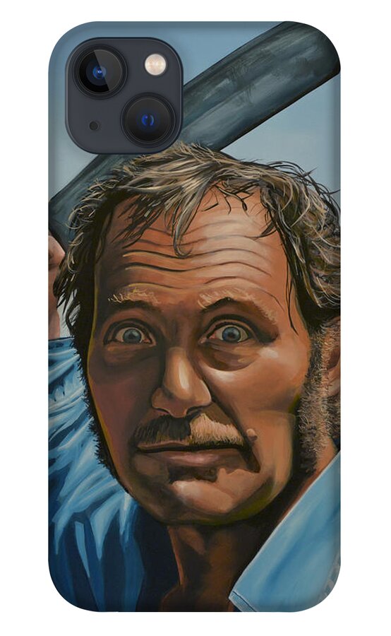 Robert Shaw iPhone 13 Case featuring the painting Robert Shaw in Jaws by Paul Meijering