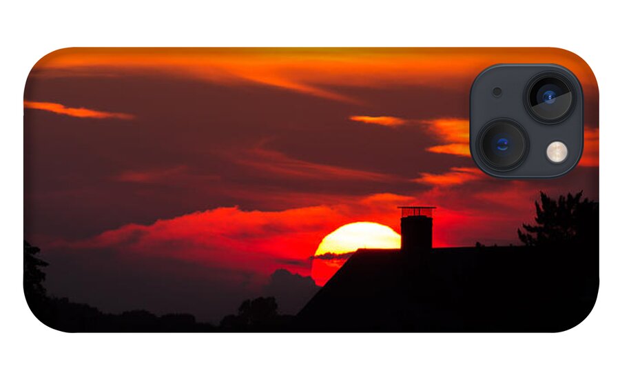 Rooftop iPhone 13 Case featuring the photograph Rooftop Sunset Silhouette by Kirkodd Photography Of New England