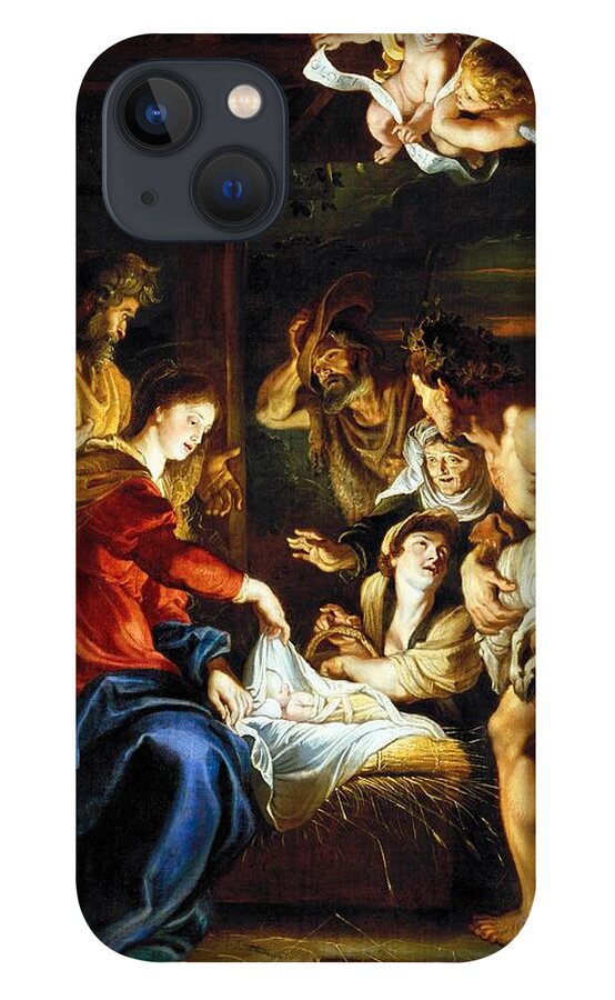 1608 iPhone 13 Case featuring the painting Adoration of the Shepherds by Peter Paul Rubens