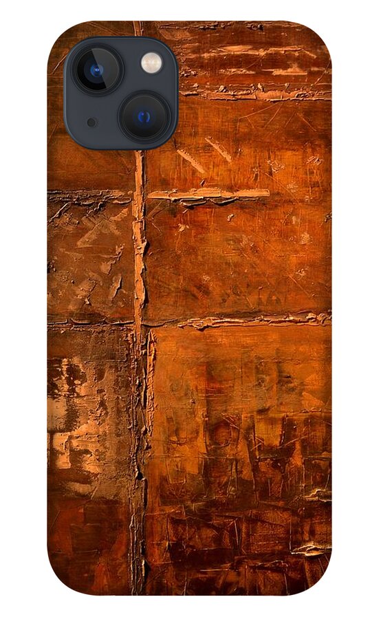 Rugged Cross iPhone 13 Case featuring the painting Rugged Cross by Linda Bailey