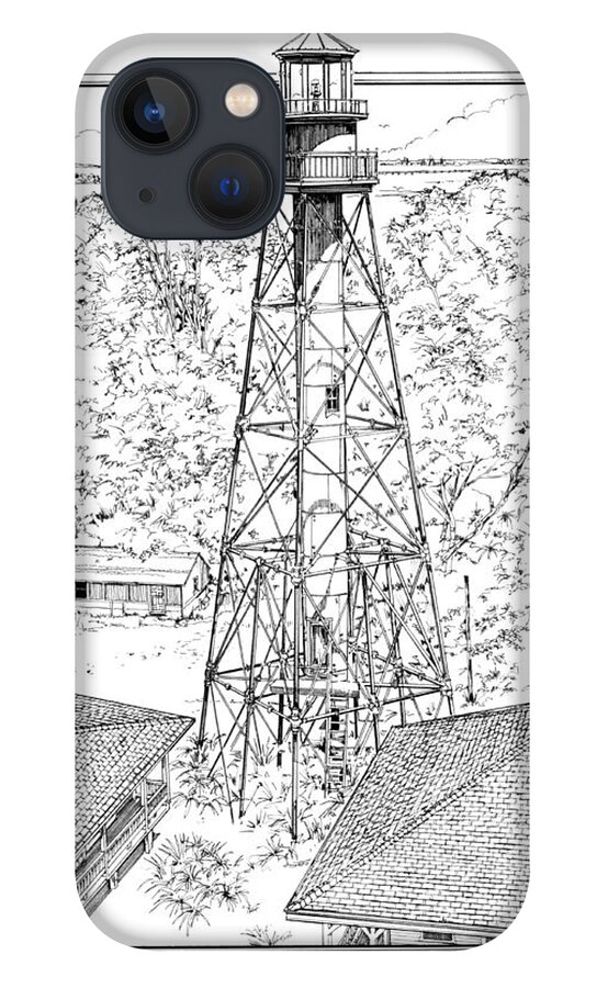 Sanibel Island Lighthouse iPhone 13 Case featuring the drawing Sanibel Island Light by Ira Shander