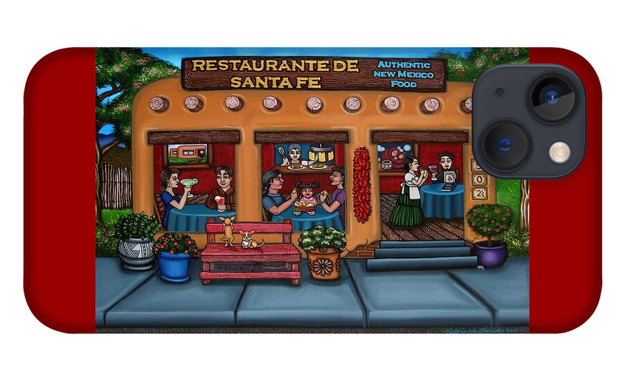 Folk Art iPhone 13 Case featuring the painting Santa Fe Restaurant TYLER by Victoria De Almeida