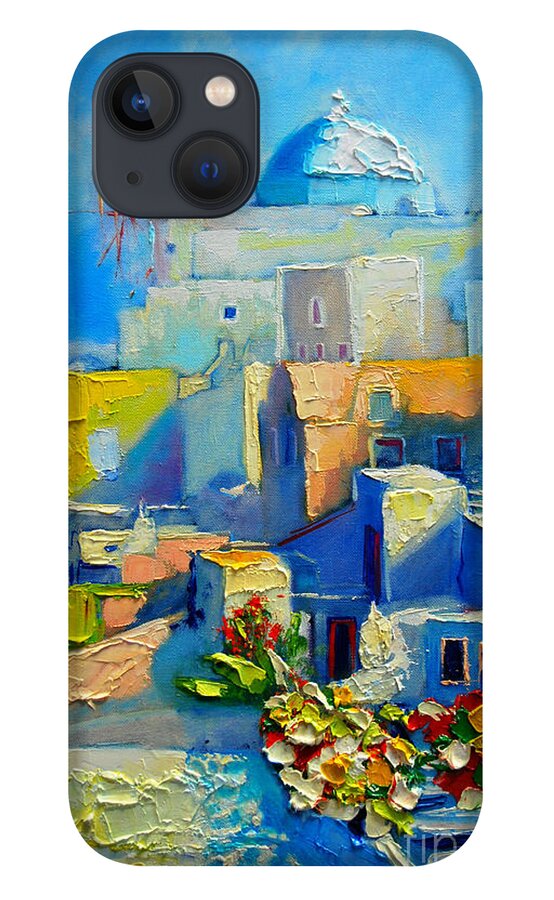 Santorini iPhone 13 Case featuring the painting Santorini Light by Ana Maria Edulescu