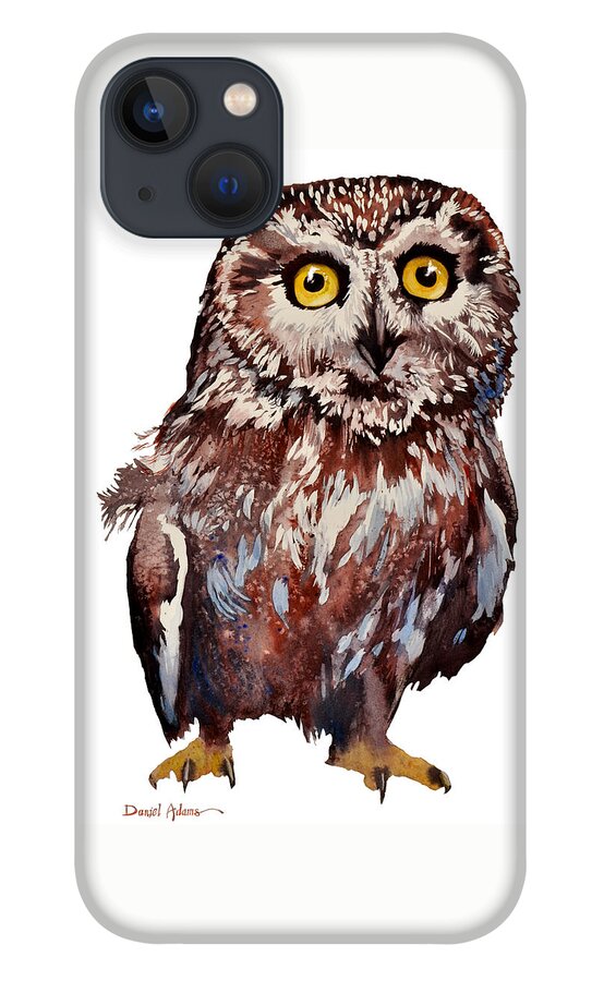 Owl iPhone 13 Case featuring the painting Da148 Saw Whet Owl Daniel Adams by Daniel Adams