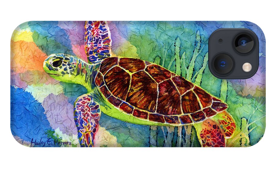 Turtle iPhone 13 Case featuring the painting Sea Turtle by Hailey E Herrera
