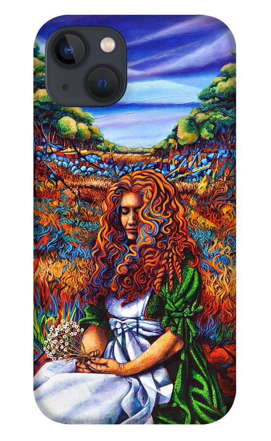 Girl iPhone 13 Case featuring the painting She was... by Greg Skrtic