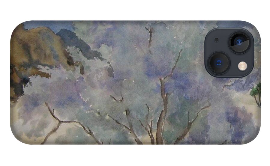 Smoketree iPhone 13 Case featuring the painting Smoketree in Bloom by Maria Hunt