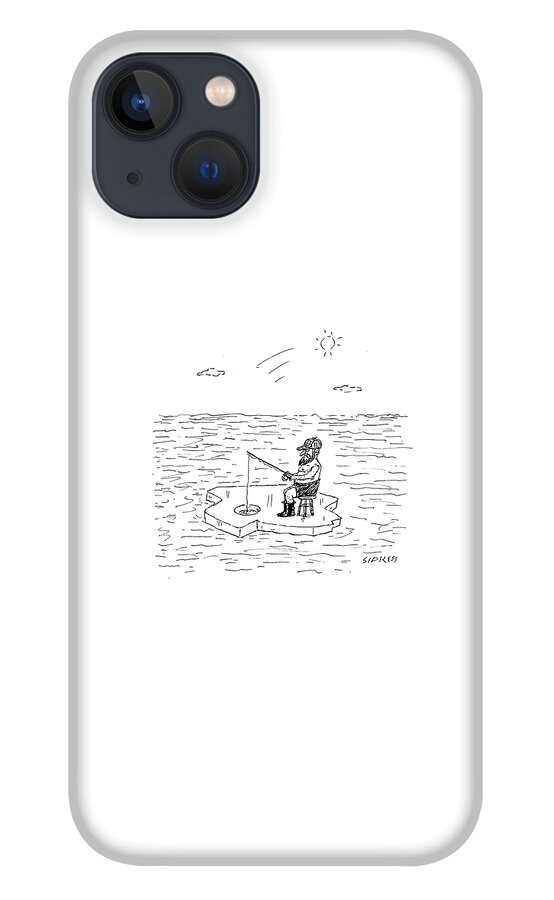 Shirtless Man Ice Fishing iPhone 13 Case by David Sipress - Conde Nast