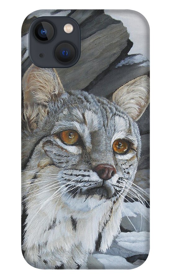 North American Wildlife iPhone 13 Case featuring the painting Silent Hunter by Johanna Lerwick