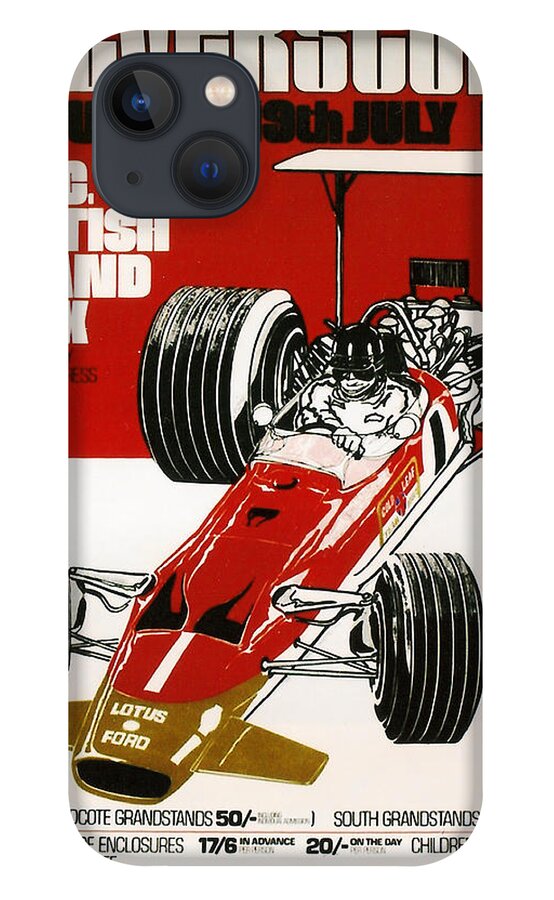 Silverstone iPhone 13 Case featuring the digital art Silverstone Grand Prix 1969 by Georgia Fowler
