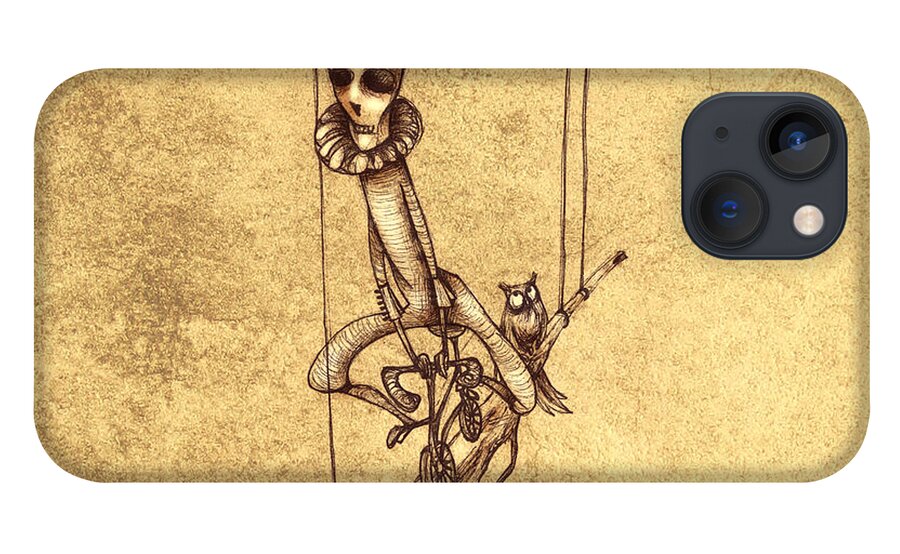 Illustration Art iPhone 13 Case featuring the painting Skeleton On Cycle by Autogiro Illustration