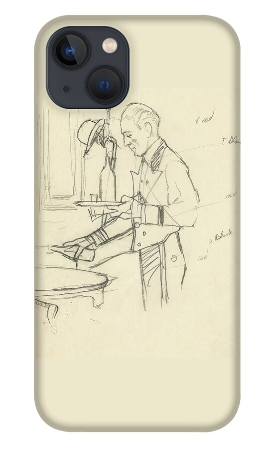 Sketch Of Waiter Pouring Wine iPhone 13 Case