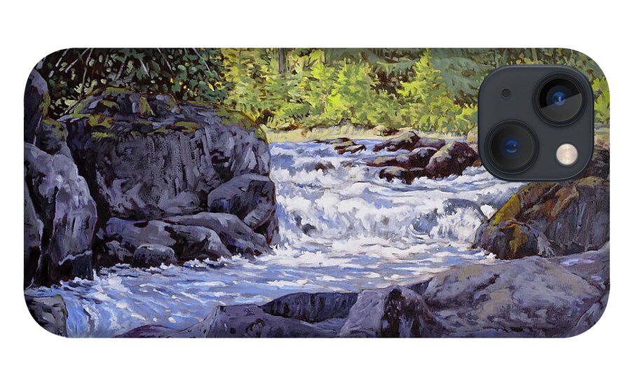 Original Oil Painting By Rob Owen. Landscape Painting iPhone 13 Case featuring the painting Skutz Falls by Rob Owen