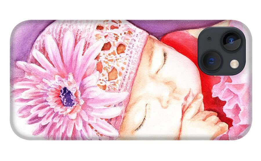 Sleeping Baby iPhone 13 Case featuring the painting Sleeping Baby by Irina Sztukowski