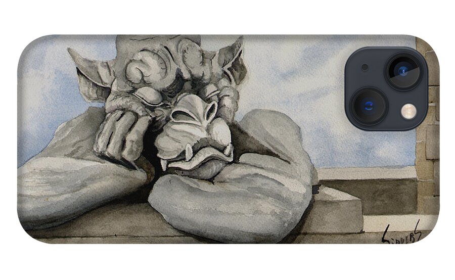 Gargoyle iPhone 13 Case featuring the painting Sleepy by Sam Sidders