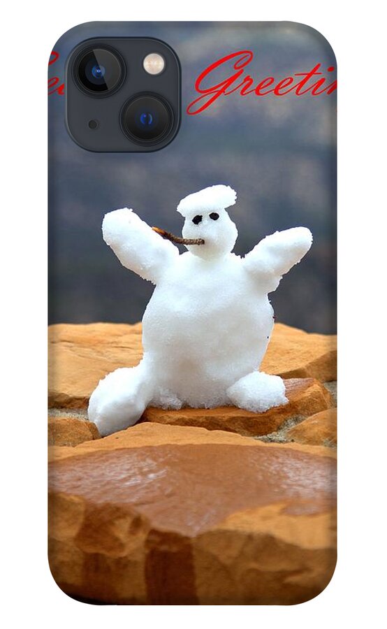 1101 iPhone 13 Case featuring the photograph Snowball Snowman by Gordon Elwell