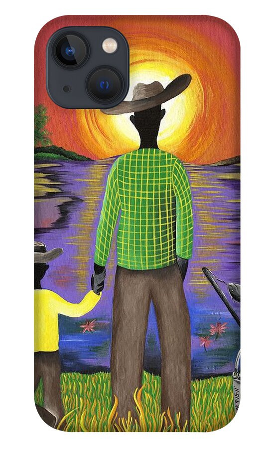 Gullah Art iPhone 13 Case featuring the painting Son Raise by Patricia Sabreee