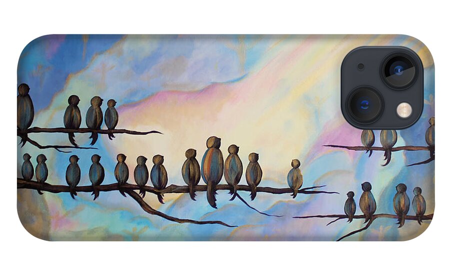 Birds iPhone 13 Case featuring the painting Spiritual Tribute by Stacey Zimmerman