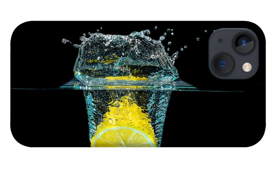 Beverage iPhone 13 Case featuring the photograph Splashing Lemon by Peter Lakomy