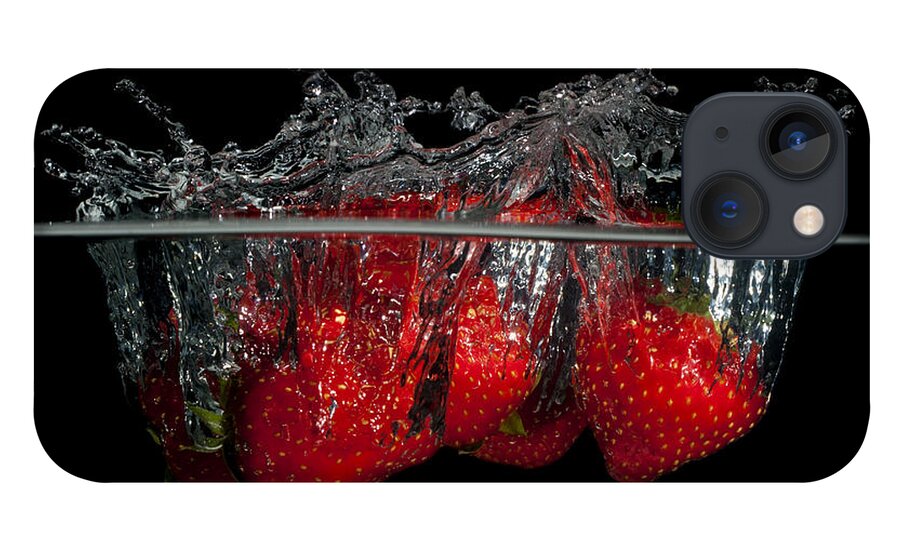Splashing iPhone 13 Case featuring the photograph Splashing strawberries by Mike Santis