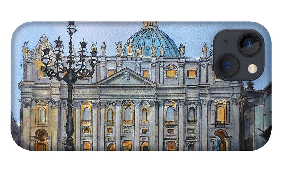 Architecture iPhone 13 Case featuring the painting St. Peter's Square by Henrieta Maneva