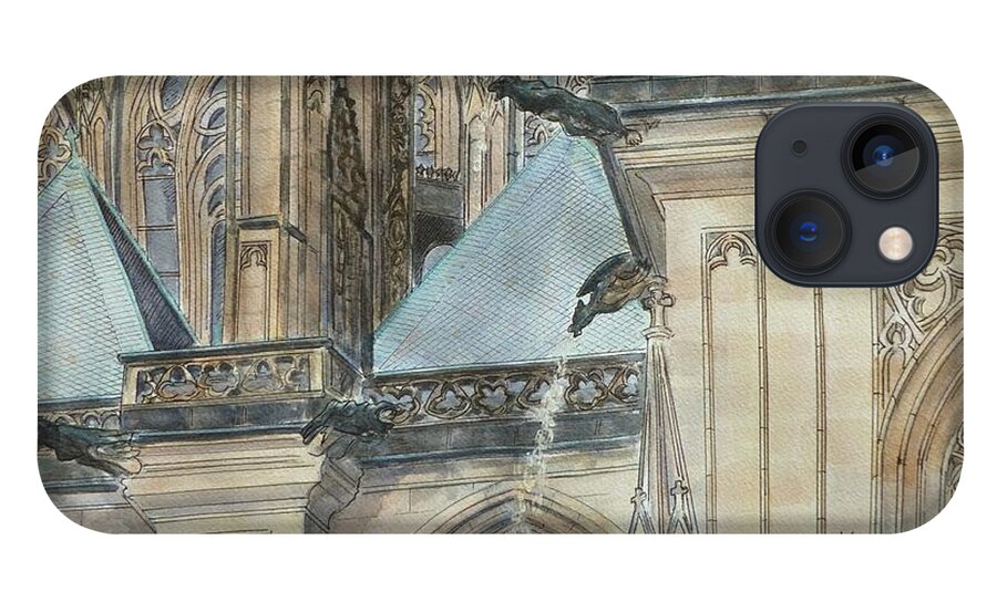 Architecture iPhone 13 Case featuring the painting St. Vitus Cathedral II by Henrieta Maneva