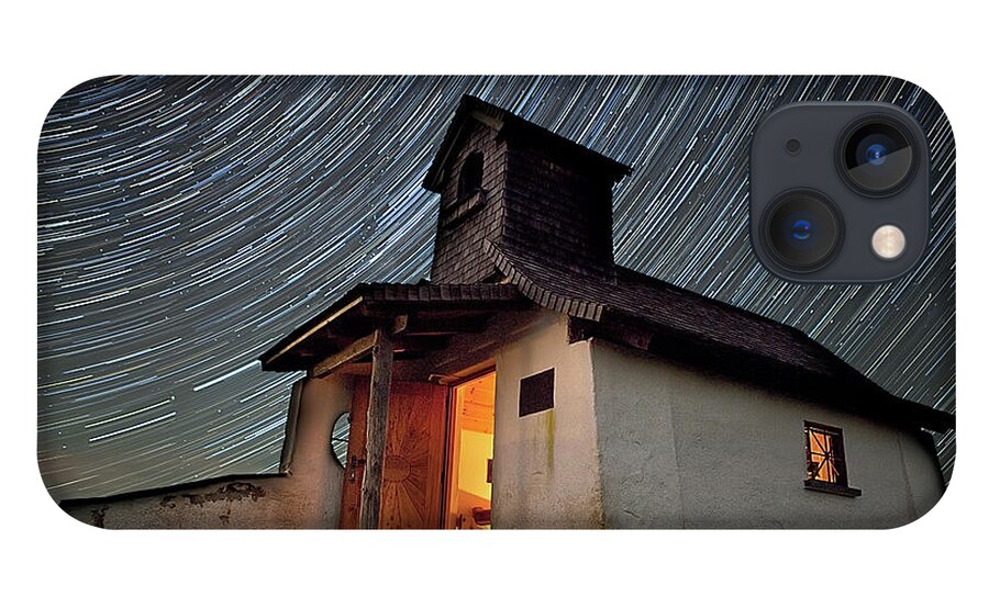 Tranquility iPhone 13 Case featuring the photograph Star Trails Over Austrian Church by Michael Murphy