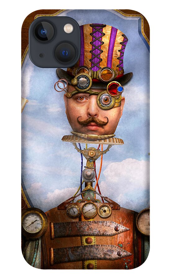 Robot iPhone 13 Case featuring the digital art Steampunk - Integrated by Mike Savad