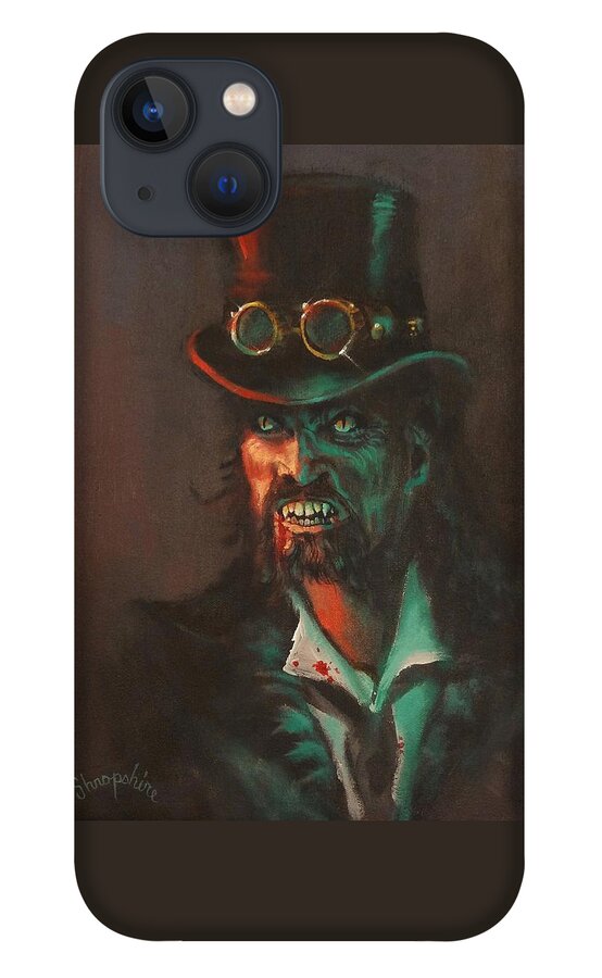  Cyberpunk iPhone 13 Case featuring the painting Steampunk Vampire by Tom Shropshire