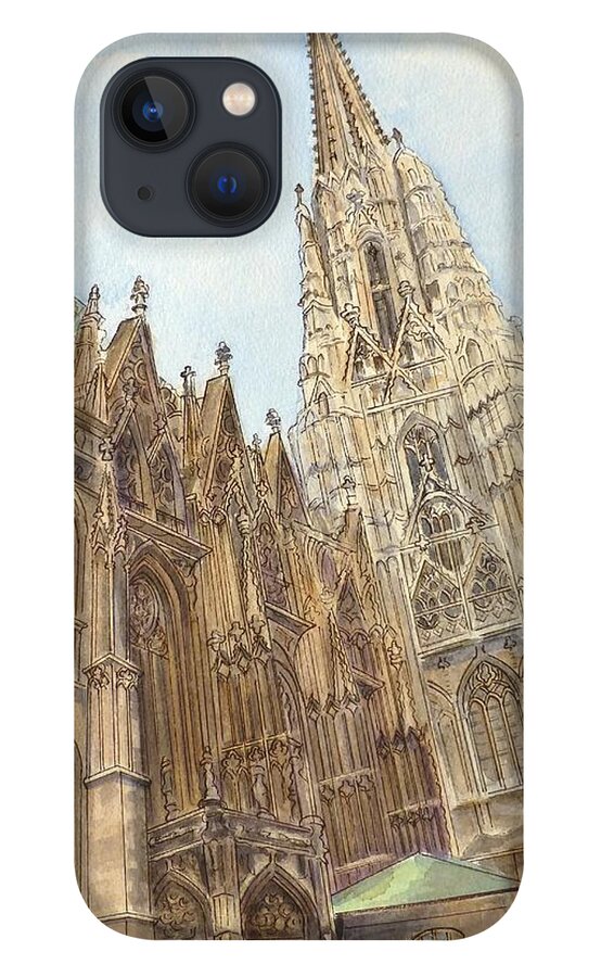 Architecture iPhone 13 Case featuring the painting Stephansdom Vienna by Henrieta Maneva