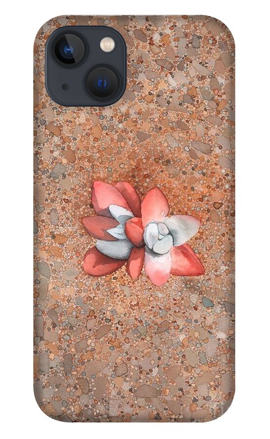 Landscape iPhone 13 Case featuring the painting Succulent on the beach by Hilda Wagner
