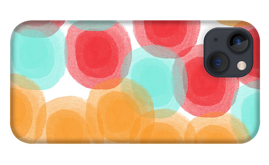 Abstract Circles iPhone 13 Case featuring the painting Summer Sorbet- abstract painting by Linda Woods